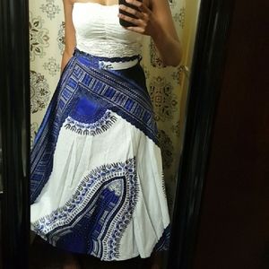 One Size Fits Most Dashiki Print Wrap Skirt